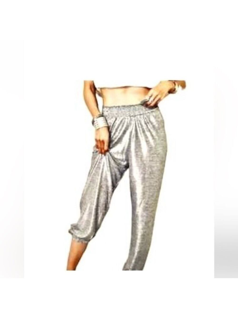 BY ANTHROPOLOGIE Gillian Silver Shimmer Jogger Pants NWT XS